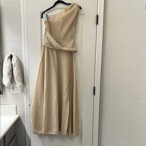 Elegant Sand One-Shoulder Dress